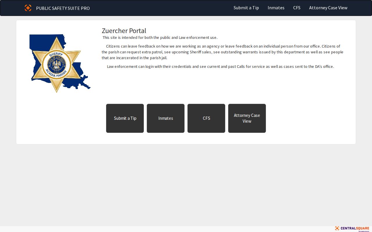 Current Acadia Parish jail population portal