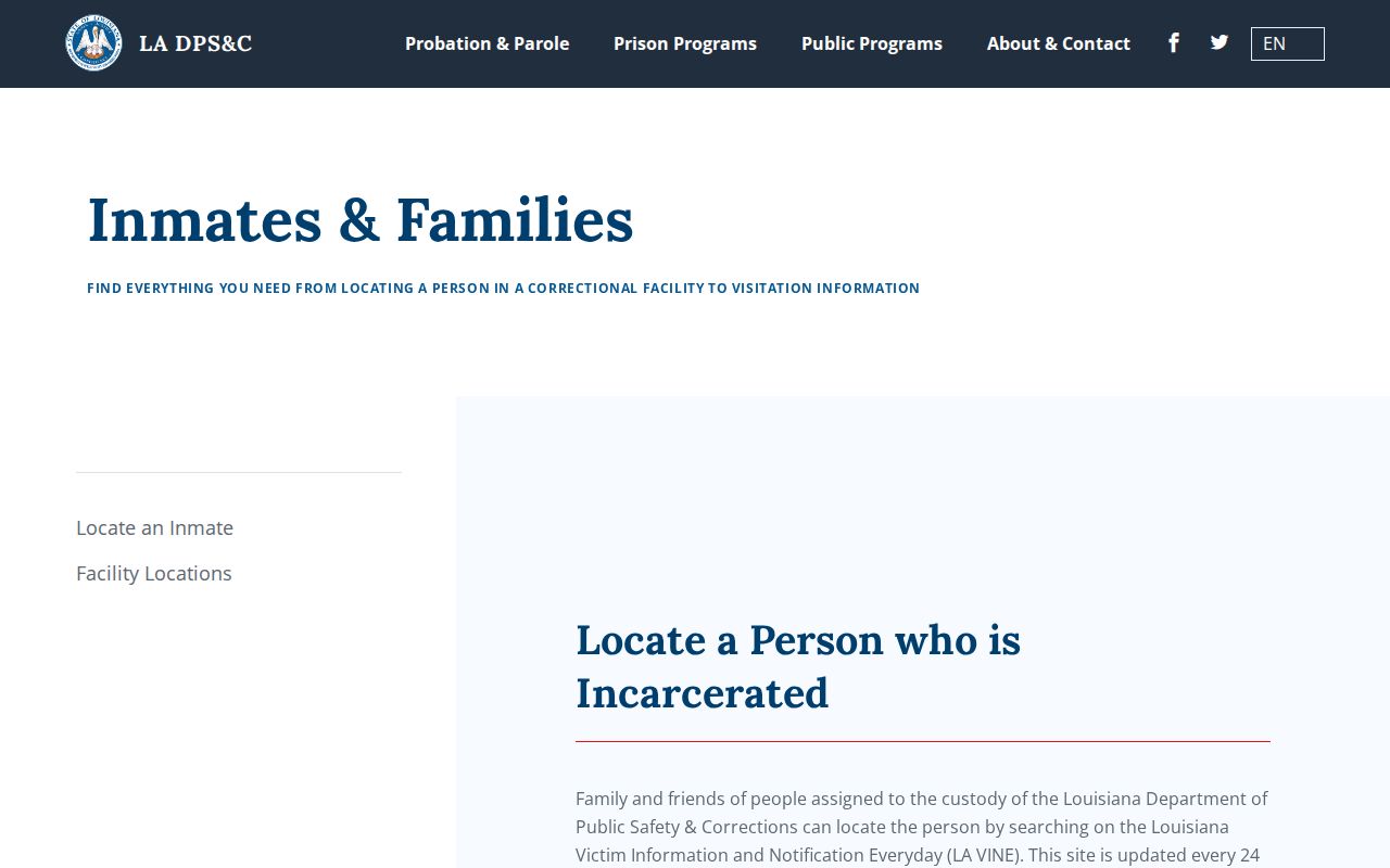 Louisiana inmate locator instructions