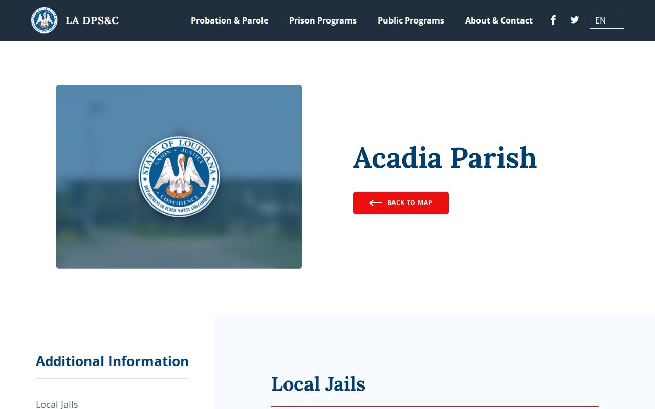 Louisiana directory of Acadia Parish jails and justice offices