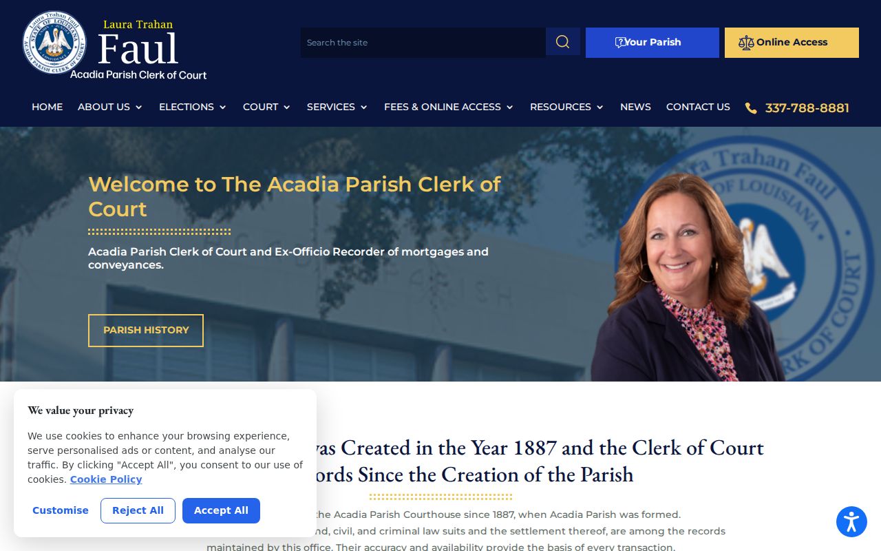Acadia Parish criminal history Clerk of Court source