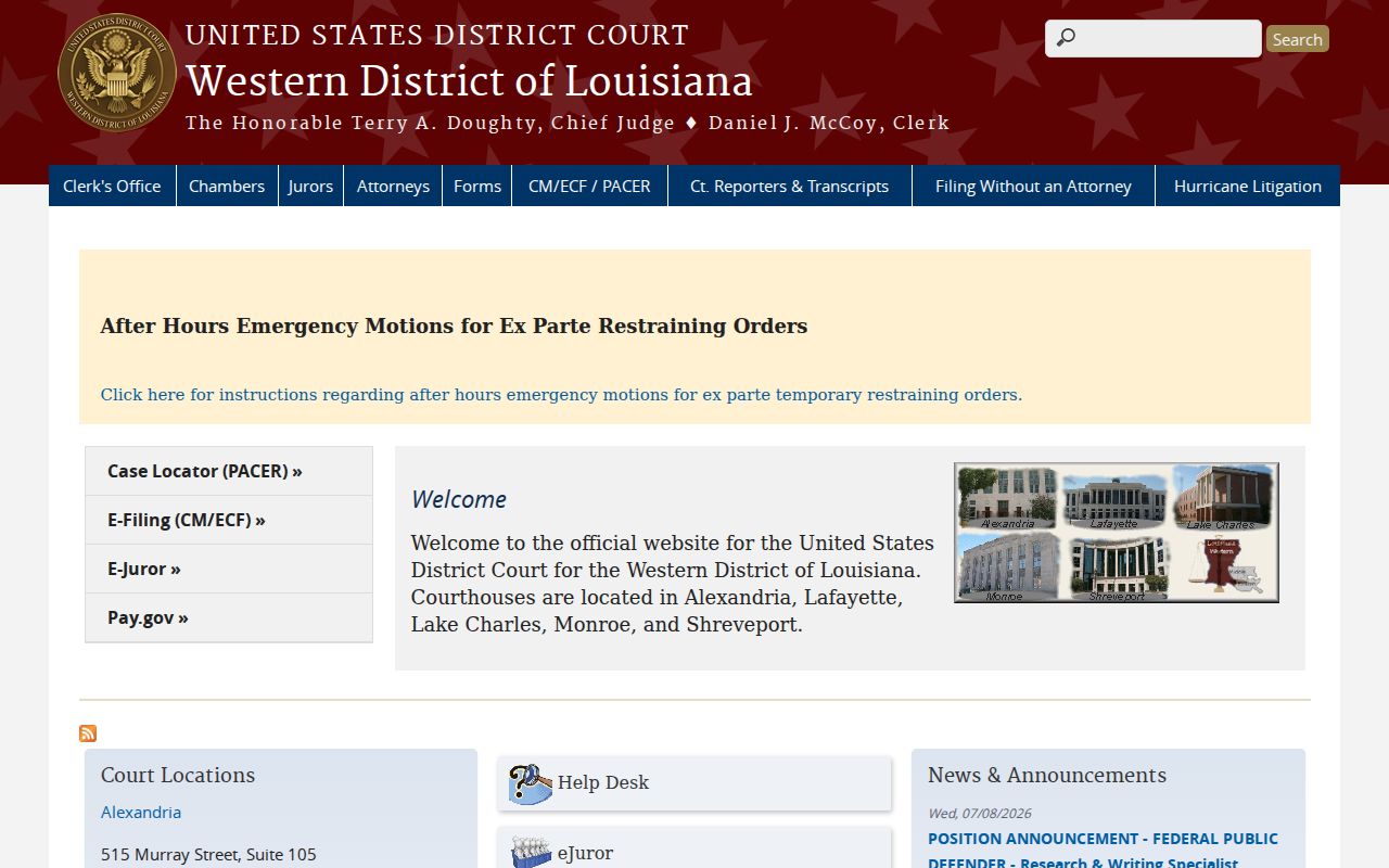 Acadia Parish criminal history Western District federal records source